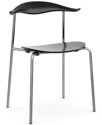 CH88T Chair, Stainless steel, Black lacquered beech