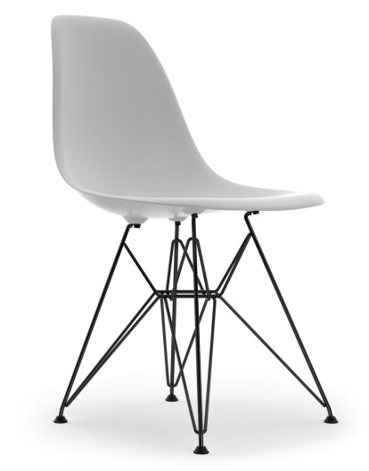 Eames Plastic Side Chair DSR, Cotton white, Without upholstery, Without upholstery, Standard version - 43 cm, Coated basic dark