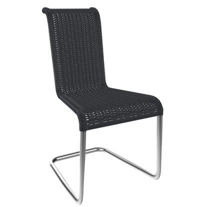 B20 Chair, Wickerwork I, Dark blue, Stainless steel, matt