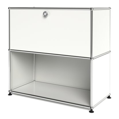 USM Haller Sideboard M, Customizable, Pure white RAL 9010, With drop-down door, Open