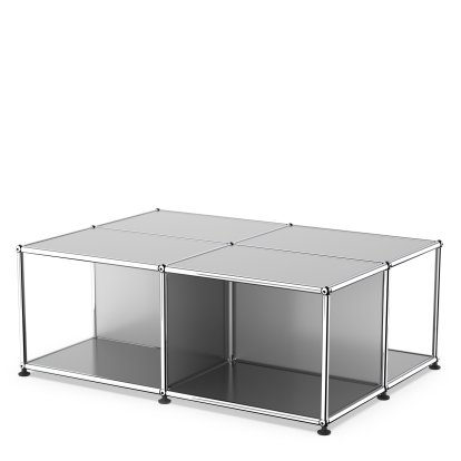 USM Haller Coffee Table with Storage Shelves, USM matte silver