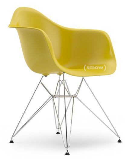 Eames Plastic Armchair DAR, Mustard, Without upholstery, Without upholstery, Standard version - 43 cm, Chrome-plated