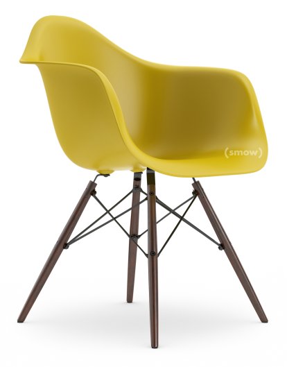 Eames Plastic Armchair DAW, Mustard, Without upholstery, Without upholstery, Standard version - 43 cm, Dark maple