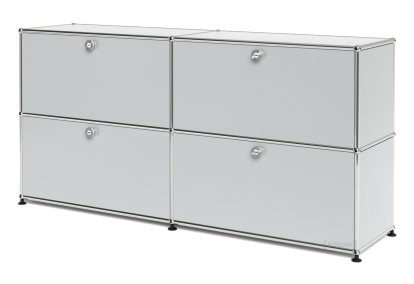 USM Haller Sideboard L, Customizable, Light grey RAL 7035, With 2 drop-down doors, With 2 drop-down doors