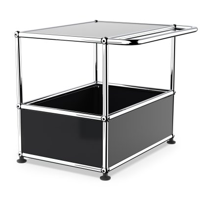 USM Haller Bar Table, With bars, Graphite black RAL 9011, Adjustable feet