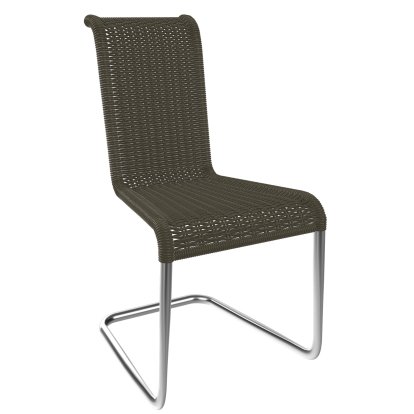 B20 Chair, Wickerwork I, Olive, Stainless steel, matt
