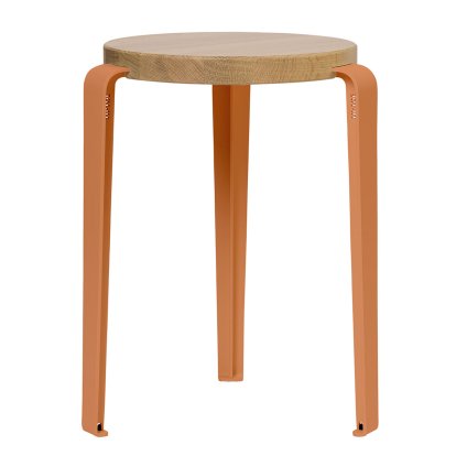 Lou Stool, Solid Wood, Solid oak, Tangerine red