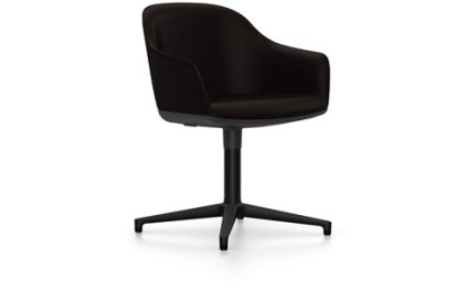 Softshell Armchair with Four Star Base, Aluminum base powder coated basic dark, Plano, Brown, Felt pads for hard floor surfaces