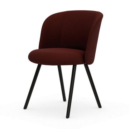 Mikado Side Chair, Four-legged base, 4 legs, Aluminium powder coated basic dark, Dumet, Dark red melange, Glides for carpets