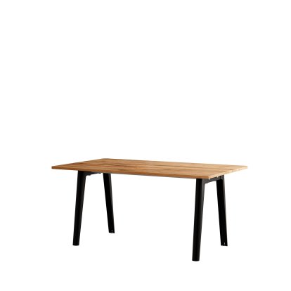 New Modern Dining Table Rectangular, Metal/Wood, 160 x 95 cm, Reclaimed oak, Graphite black