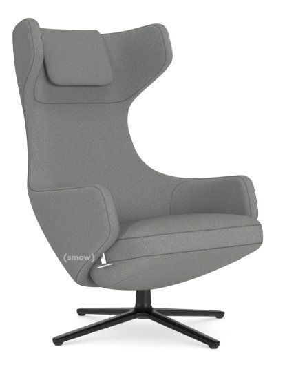 Grand Repos Lounge Chair, Chair Grand Repos, Fabric Cosy 2 Pebble Grey, 40 cm, Basic dark