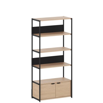 Unit Shelf Wood, 180 cm, 1 x double door, Oak / Graphite Black