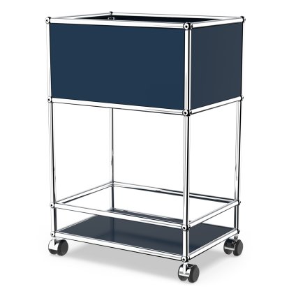 USM Haller Bar Sideboard Type 2, Steel blue RAL 5011, Hard castors for carpets