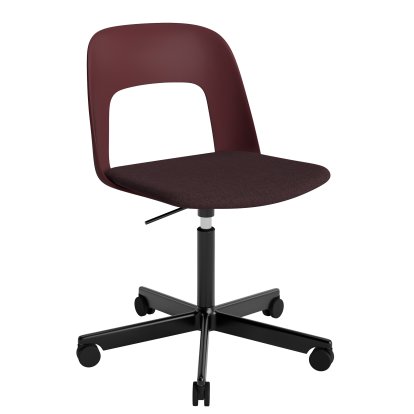 Layout 143 Swivel Chair With Padded Seat, Bordeaux / Remix 373, Black powder coated aluminium