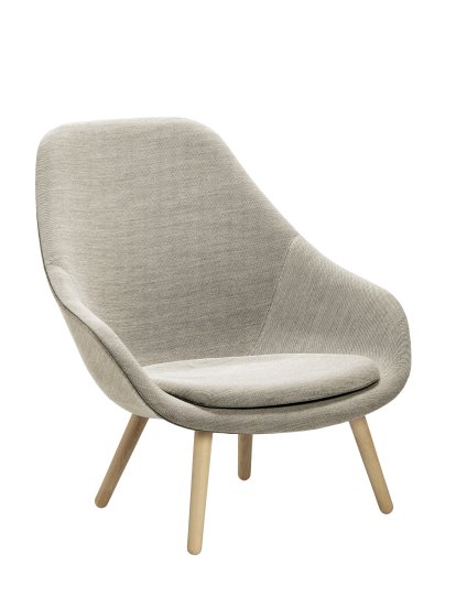 About A Lounge Chair High AAL 92, Hallingdal 116 - warm grey, Lacquered oak, With seat cushion
