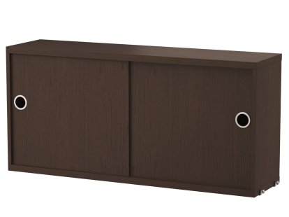 String System Cabinet With Sliding Doors, Oak veneer dark, 20 cm