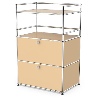 USM Haller Bar Highboard, USM beige, With 2 drop-down doors
