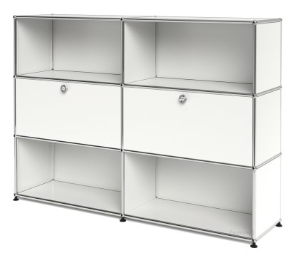 USM Haller Highboard L, Customizable, Pure white RAL 9010, Open, With 2 drop-down doors, Open