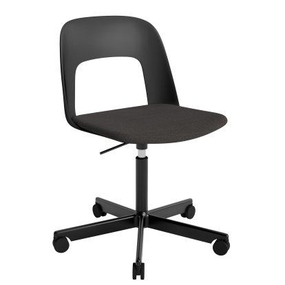 Layout 143 Swivel Chair With Padded Seat, Black / Mode 005, Black powder coated aluminium