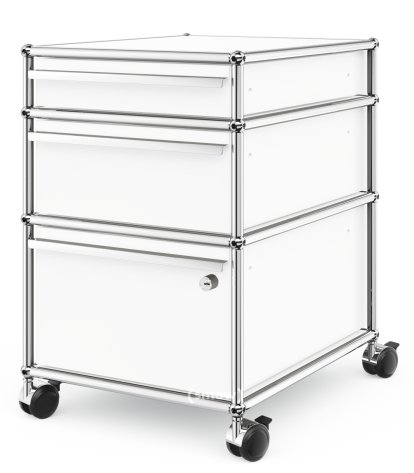 USM Haller Mobile Pedestal with 3 Drawers Type 2 (with Counterbalance), Lowest drawer with lock, Pure white RAL 9010
