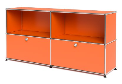 USM Haller Sideboard L, Customizable, Pure orange RAL 2004, Open, With 2 drop-down doors