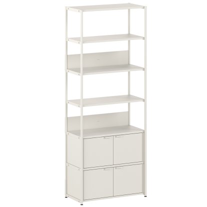 Unit Shelf Steel, 215 cm , 2 x double doors, Cream white