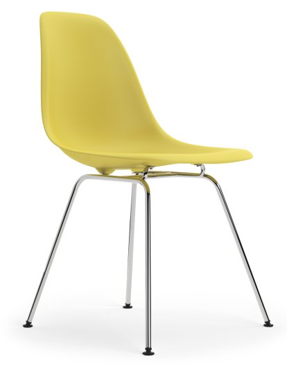 Eames Plastic Side Chair DSX, Citron, Without upholstery, Without upholstery, Standard version - 43 cm, Chrome-plated