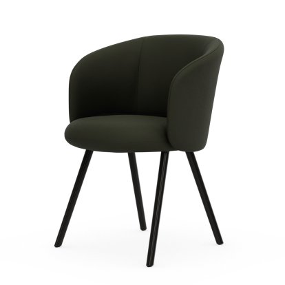 Mikado Armchair, Four-legged base, 4 legs, Aluminium powder coated basic dark, Plano, Coconout / forest, Glides for carpets
