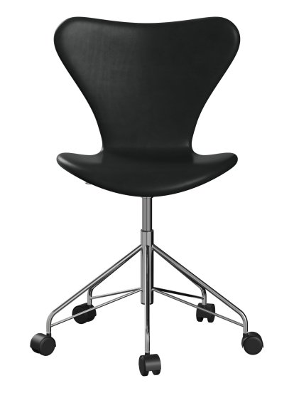 Series 7 Swivel Chair 3117/3217 Full Upholstery, Without armrests, Leather Grace black, Chrome