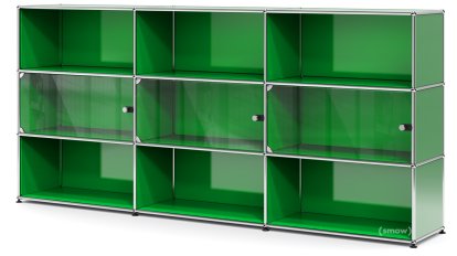 USM Haller Highboard XL with 3 Glass Doors, without lock, USM green