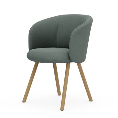 Mikado Armchair, Four-legged base, 4 legs, natural oak, Dumet, Sage / steel blue, Glides for carpets