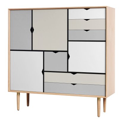 S3 Drawer, Soaped oak, Silver-white/Beige/Metalgrey