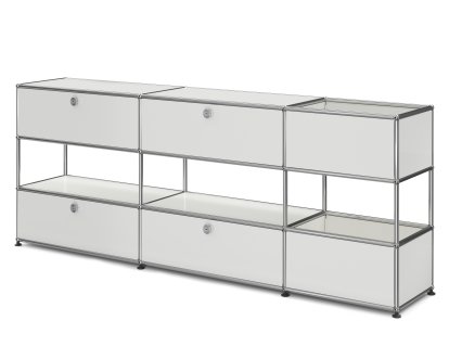 USM Haller Kids Sideboard L with storage boxes, Self-coloured, Pure white RAL 9010, With drop-down doors