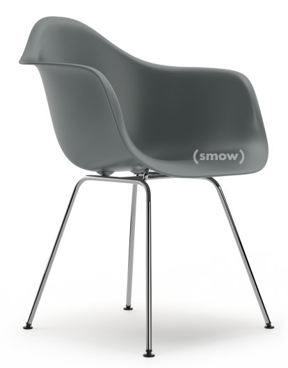 Eames Plastic Armchair DAX, Granite grey, Without upholstery, Without upholstery, Standard version - 43 cm, Chrome-plated