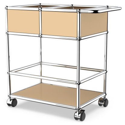 USM Haller Bar Trolley with Divider, USM beige, Hard castors for carpets