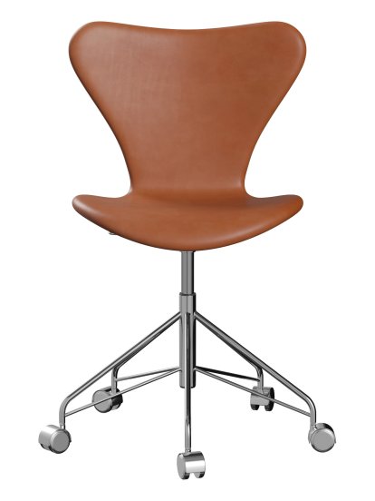 Series 7 Swivel Chair 3117/3217 Full Upholstery, Without armrests, Leather Grace walnut, Chrome