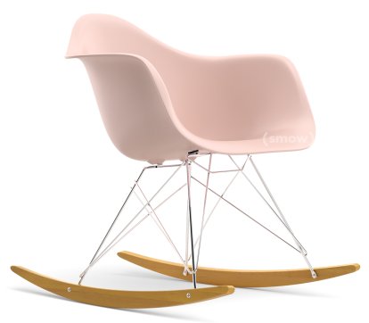 Eames Plastic Armchair RAR, Pale rose, Chrome-plated, Yellowish maple