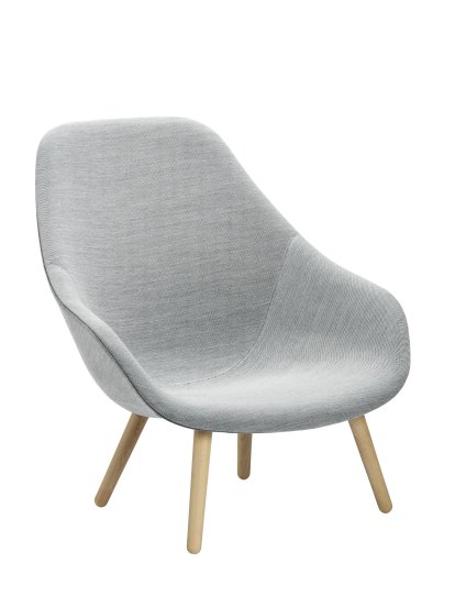 About A Lounge Chair High AAL 92, Steelcut Trio 133 - light grey, Lacquered oak, Without seat cushion