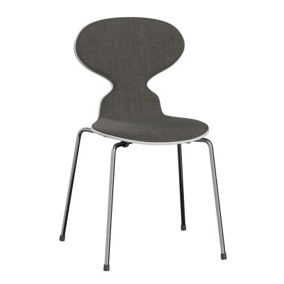 Ant Chair 3101 with Front Padding, Lacquer, White, Remix 152 - Black & White, Chrome
