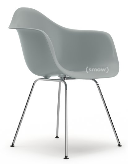 Eames Plastic Armchair DAX, Light grey, Without upholstery, Without upholstery, Standard version - 43 cm, Chrome-plated