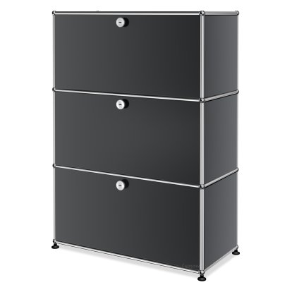 USM Haller Highboard M, Customizable, Mid grey RAL 7005, With drop-down door, With drop-down door, With drop-down door