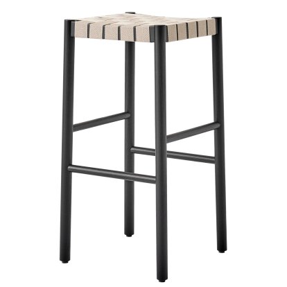 Betty Barstool TK7 / TK8, Bar version: 76 cm, Black / natural linen
