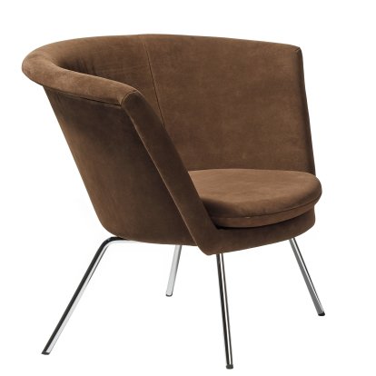 H57 Armchair, Chrome-plated, Suede leather, Mocca