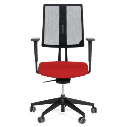 Equo Office Svivel Chair, Black, Net, Xtreme Plus (PG0), Red YS079, C30 KST with seat depth adjustment, Standard 100 mm, With armrests, With hard castors