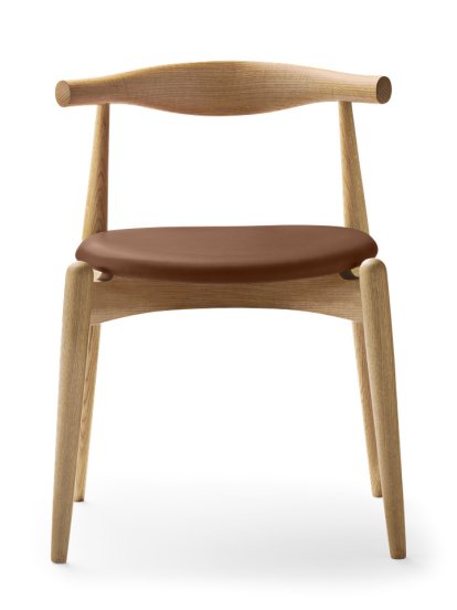 CH20 Elbow Chair, Lacquered oak, Leather cognac
