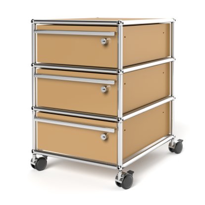 USM Haller Mobile Pedestal with 3 Drawers Type 1 (with Counterbalance), All compartments with a lock, USM beige