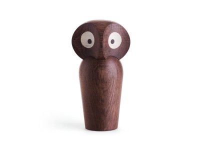 Owl Wooden Figure, Large (H 17 cm), Smoked oak
