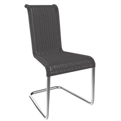 B20 Chair, Wickerwork I, Graphite grey, Stainless steel, matt