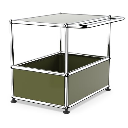 USM Haller Bar Table, With bars, Olive green RAL 6003, Adjustable feet