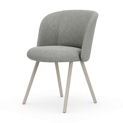 Mikado Side Chair, Four-legged base, 4 legs, Aluminium powder coated chalk, Nubia, Cream / sierra grey , Felt pads for hard floor surfaces
